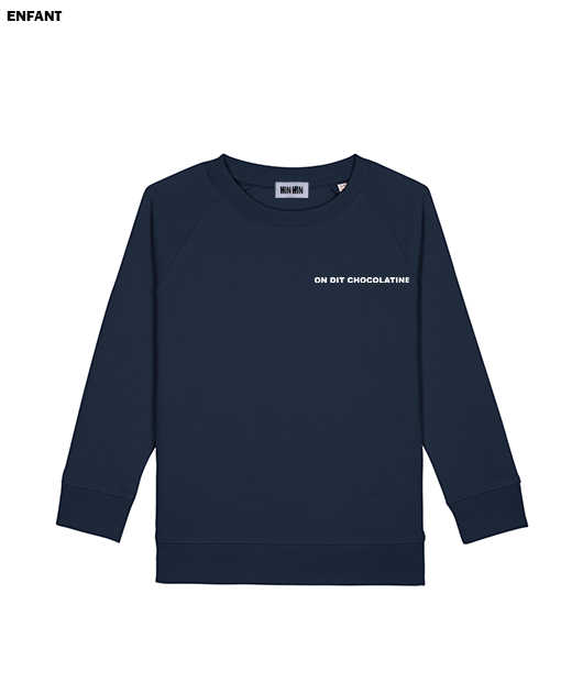Pull coton bio Enfant Marine On dit Chocolatine - Vue 2