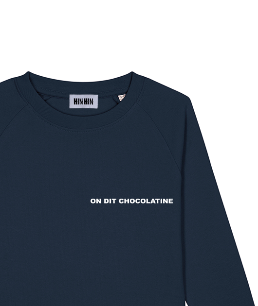 Pull coton bio Enfant Marine On dit Chocolatine