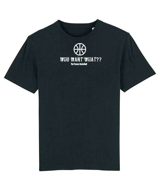 T-SHIRT "WHO WANT WHAT??" BLACK