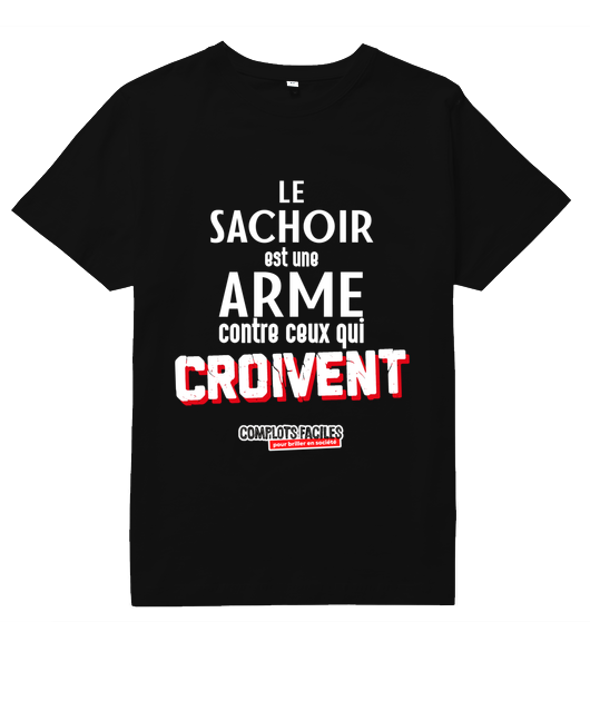 Le sachoir est une arme contre ceux qui croivent - noir avec logo Complots Faciles
