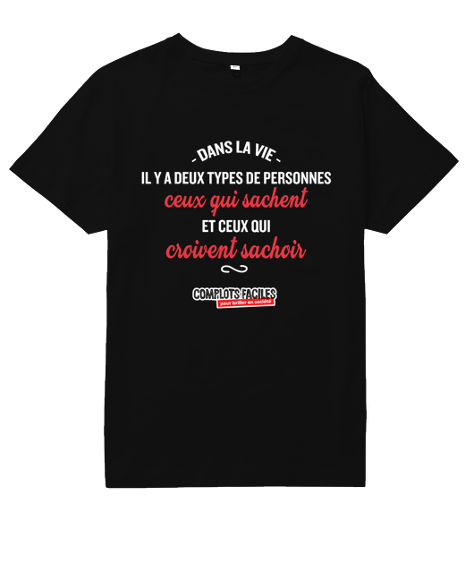 Ceux qui sachent et ceux qui croivent sachoir version noire avec logo Complots Faciles