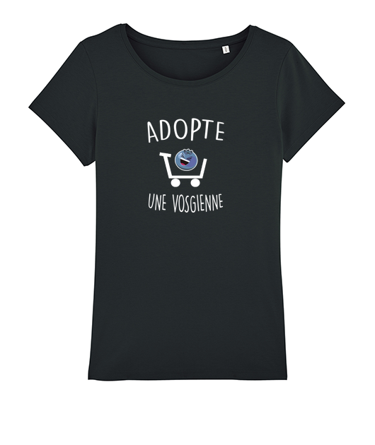 t-shirt adopte une vosgienne ecriture blanc