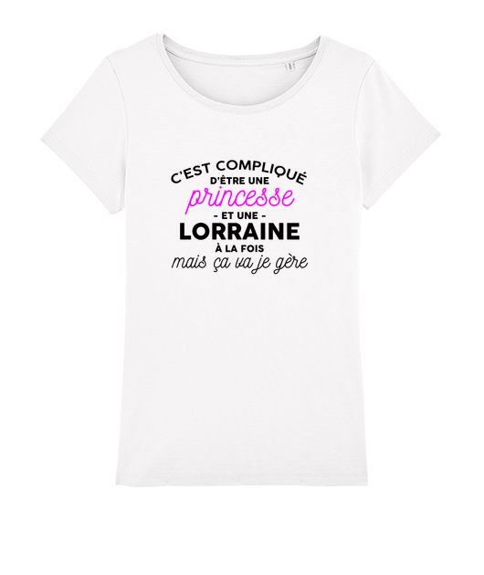T-shirt princesse lorraine écriture noire-rose