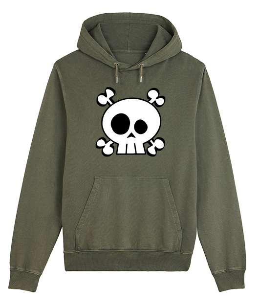ARCHER VINTAGE / HOODIE UNISEXE TERRY BIO DÉLAVÉ GUITARISTES OFFICIEL® SKULL