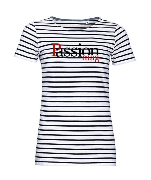 Marinière col rond Passion Mag logo