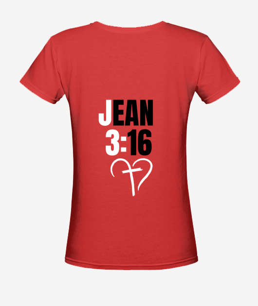 Nouvelle collection T shirt "Il est..." femme col V visuel noir et blanc - Vue 2