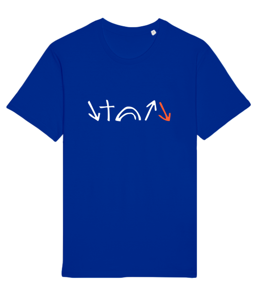 Nouvelle collection T shirt "Il est ..." Bleu ROI visuel blanc et orange