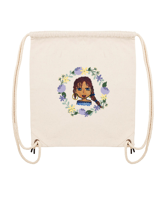 Sac à corde qui représente Lauriane et ses fleurs
